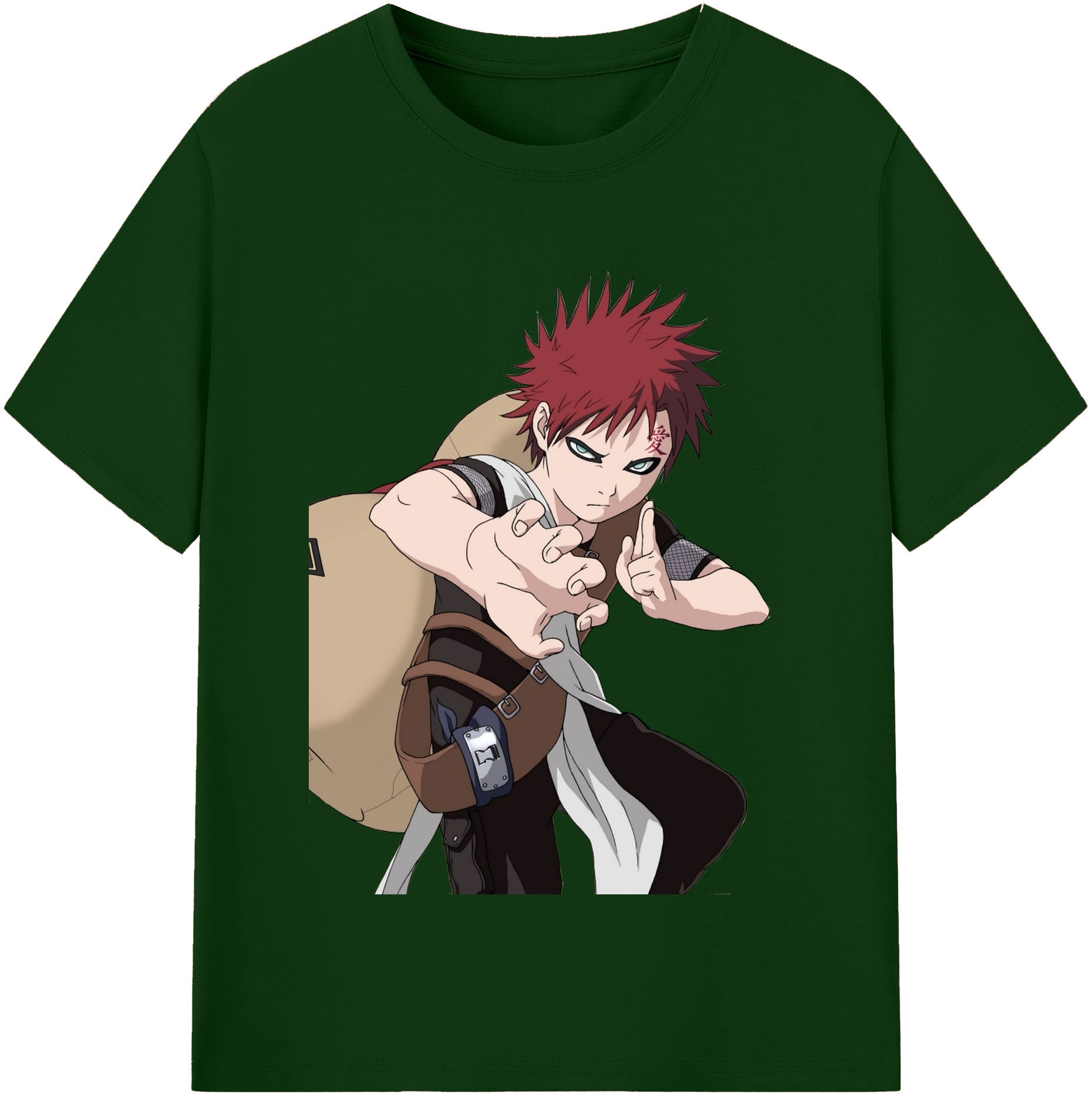 （画像用） NARUTO -ナルト- ガアラ Gaara 綿100％半袖Tシャツ（フロントプリント）